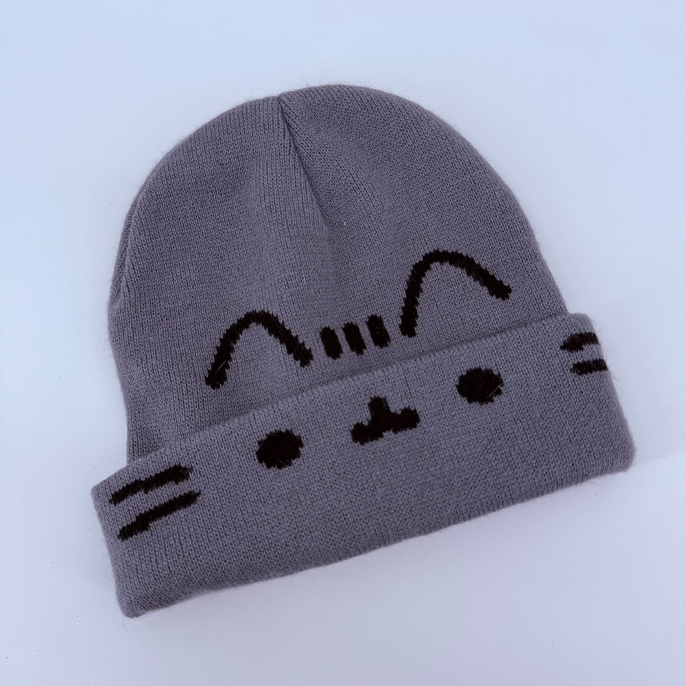 CultureFly Pusheen the Cat Gray Knit Cuffed Beanie Hat One Size RN 152992